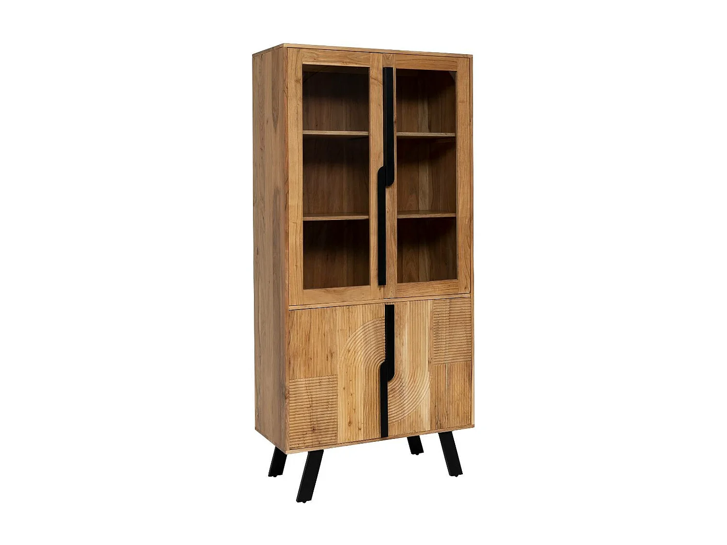 Vitrina de madera de acacia y metal Mano - Estilo industrial y escandinavo - Dimensiones generosas 185x90x40 cm