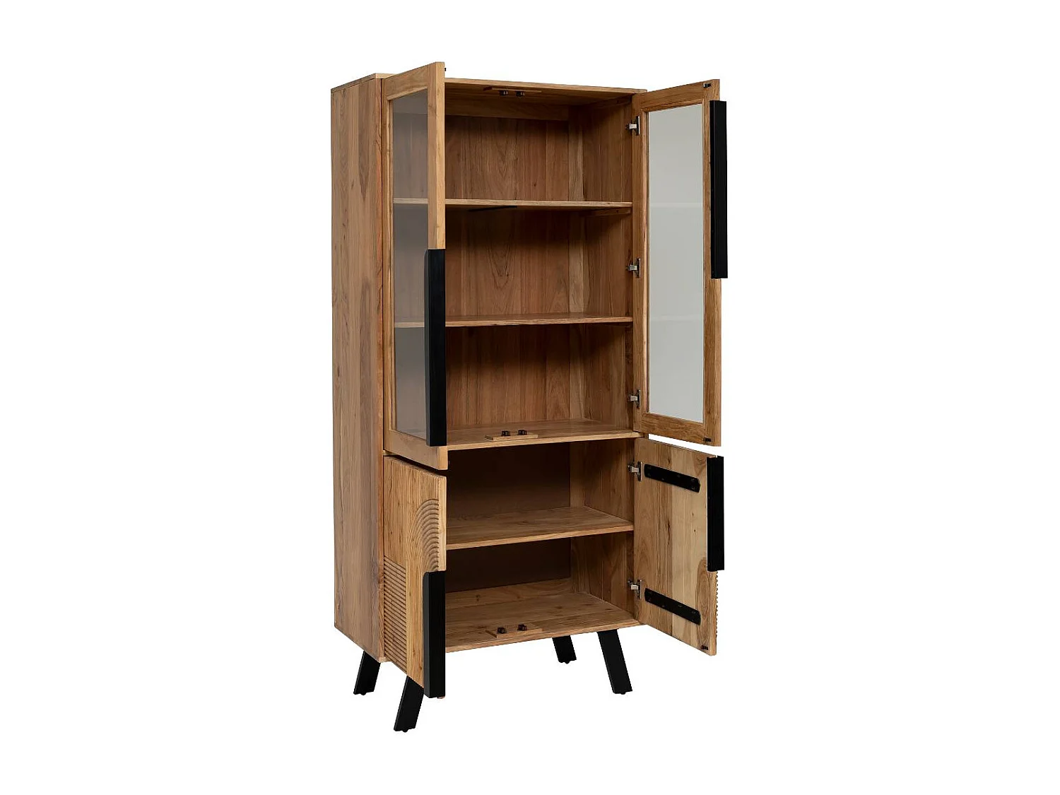Vitrina de madera de acacia y metal Mano - Estilo industrial y escandinavo - Dimensiones generosas 185x90x40 cm