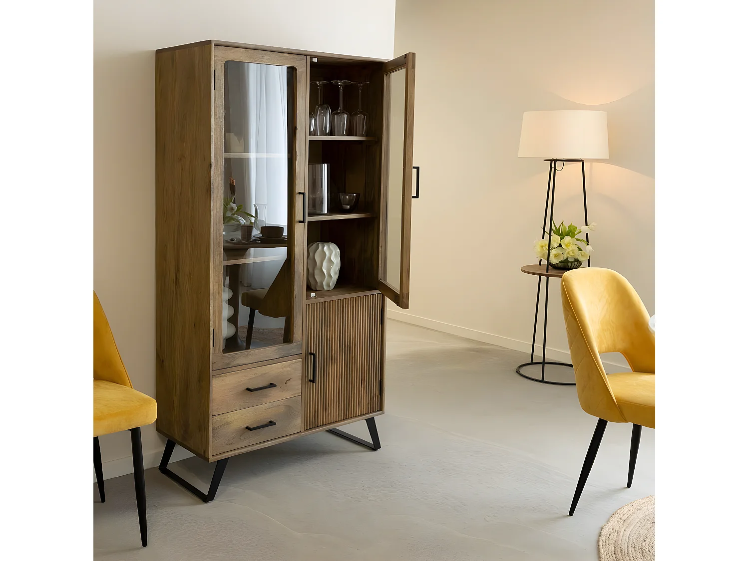 Vitrine Haute en bois de de manguier Joy