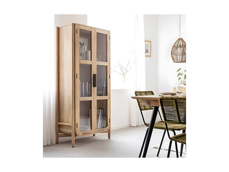 Vitrine haute en bois de manguier Nova