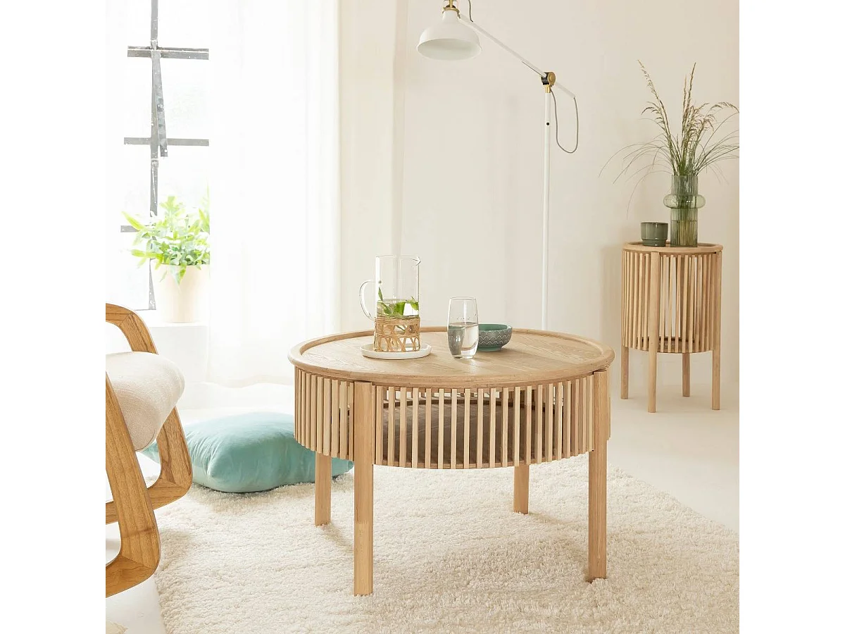 Table basse ronde  en bois de pin Vénus