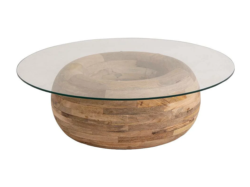 Table basse en bois de manguier et verre Nerys