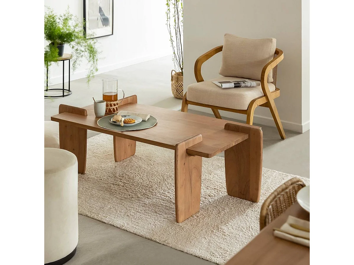 Table basse rectangle en bois d'acacia Zola