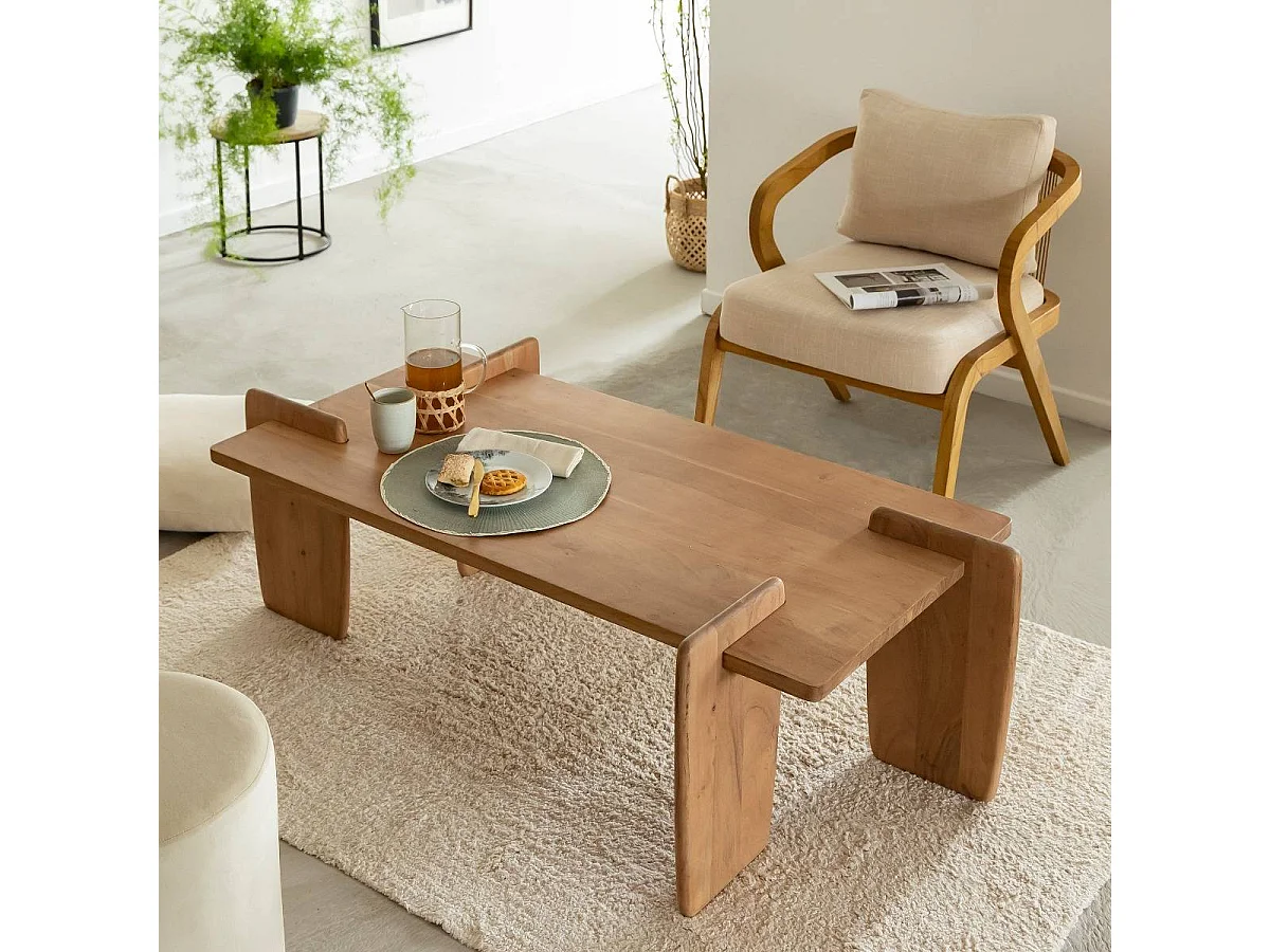 Table basse rectangle en bois d'acacia Zola