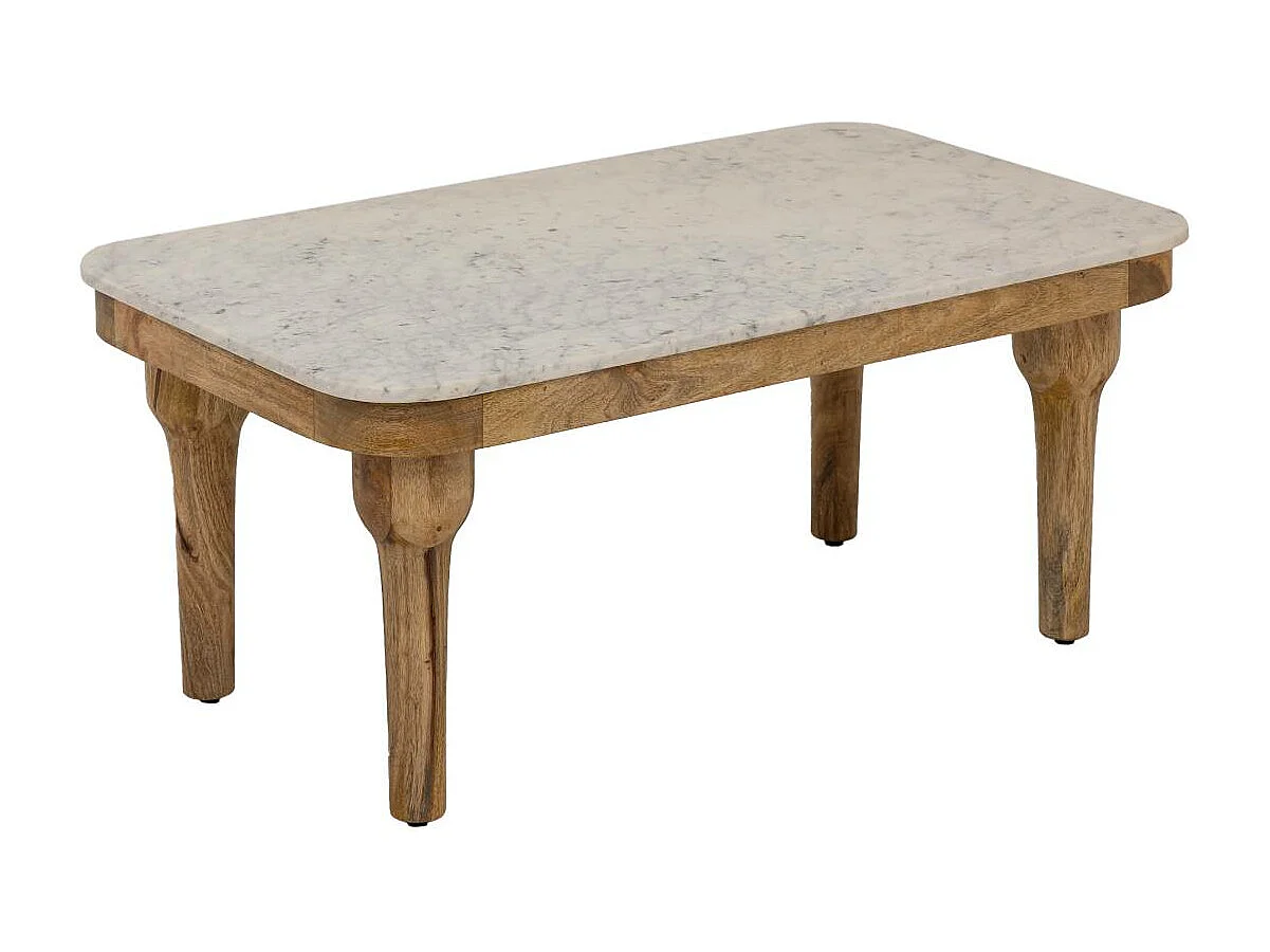 Table basse en marbre et en bois d'acacia Calix
