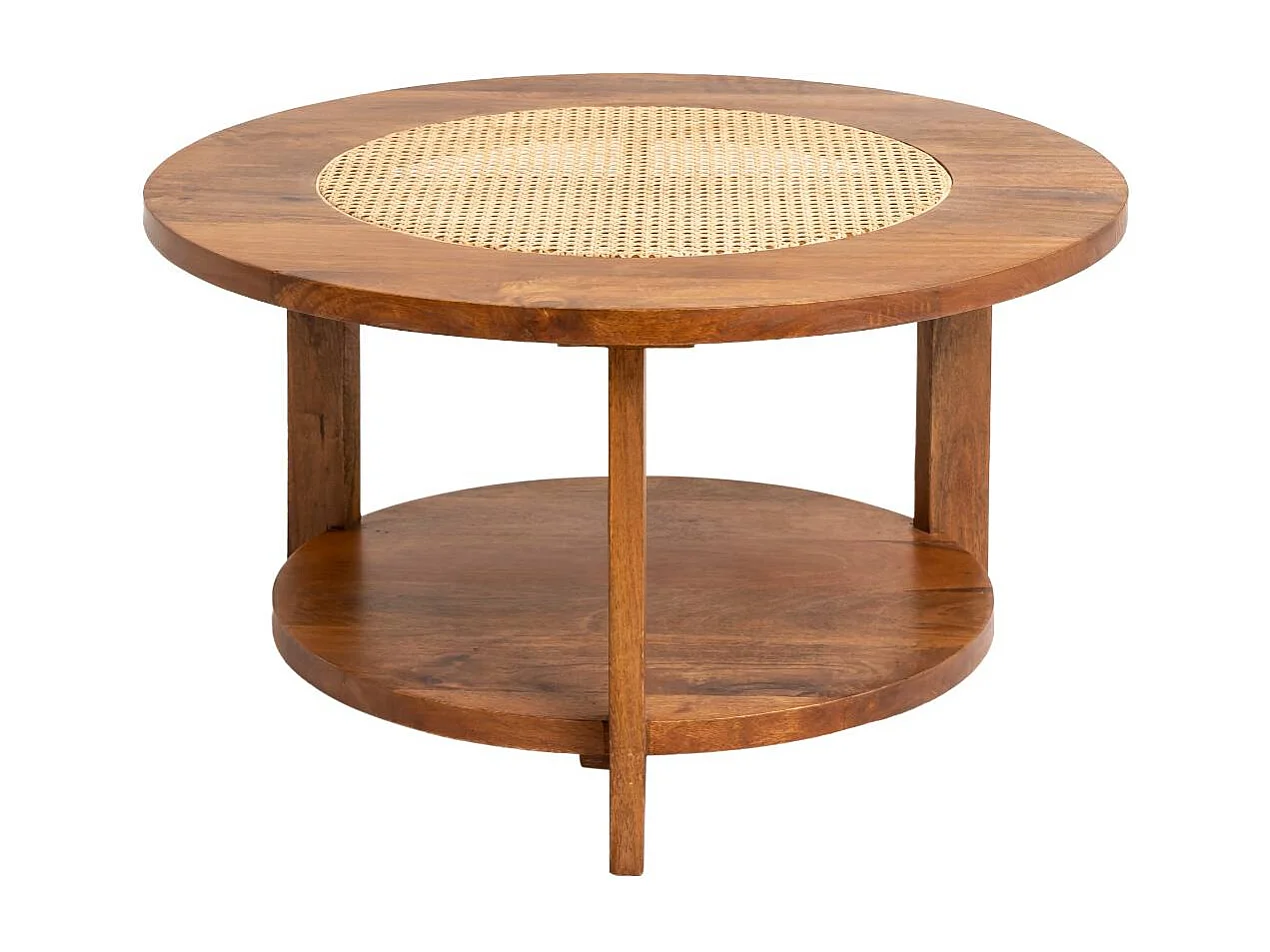 Table basse en bois de manguier et cannage Zuria