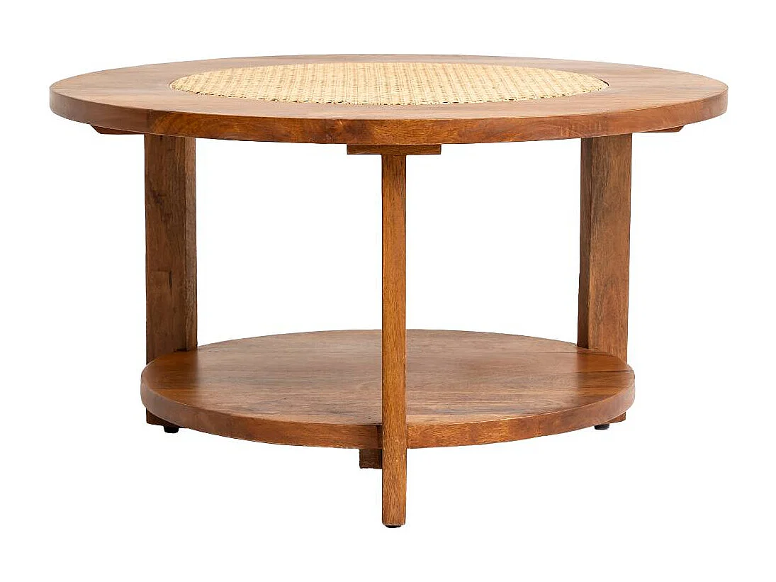 Table basse en bois de manguier et cannage Zuria