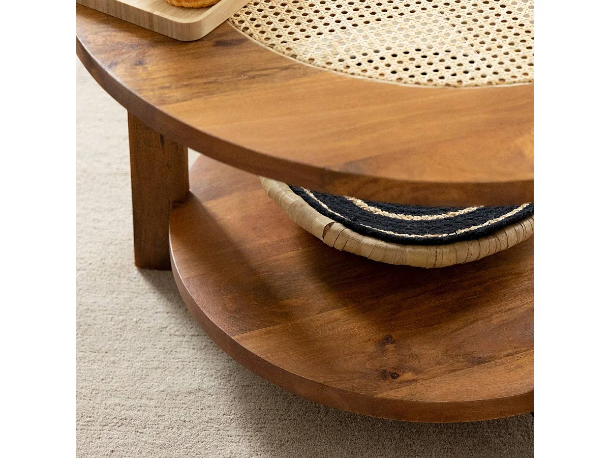 Table basse en bois de manguier et cannage Zuria