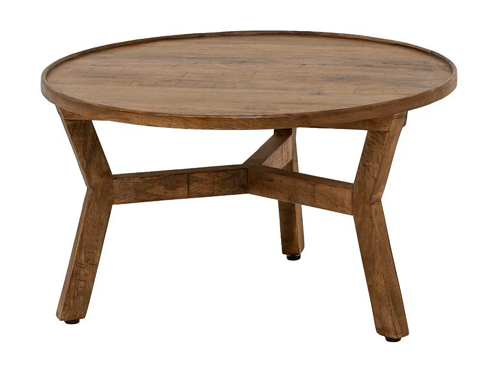 Mesa de centro redonda de madera de mango Elara con almacenamiento