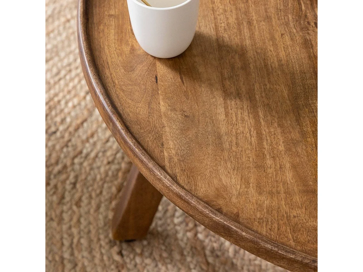 Mesa de centro redonda de madera de mango Elara con almacenamiento