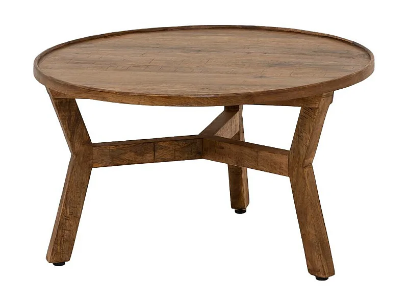 Mesa de centro redonda de madera de mango Elara con almacenamiento
