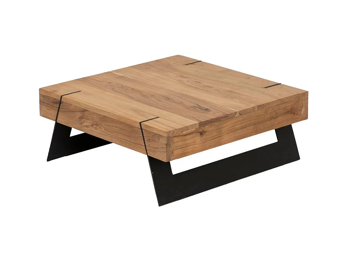 Table basse carrée en bois d'acacia et métal Cassius