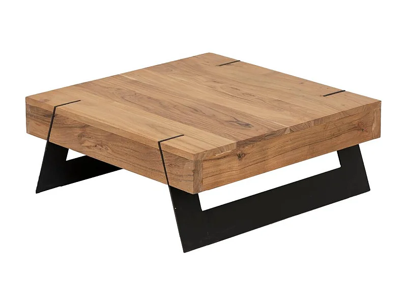 Table basse carrée en bois d'acacia et métal Cassius