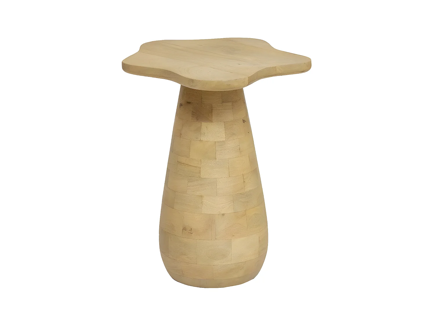 Mesa auxiliar de madera de mango Orion con bandeja en forma de flores