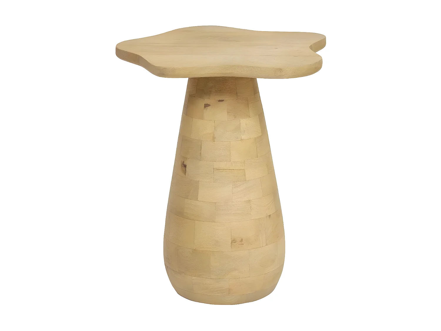 Mesa auxiliar de madera de mango Orion con bandeja en forma de flores