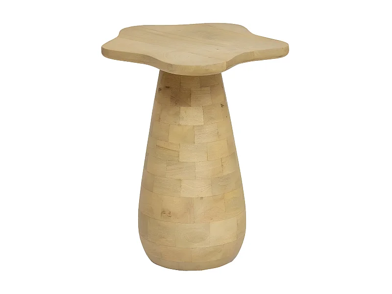 Mesa auxiliar de madera de mango Orion con bandeja en forma de flores