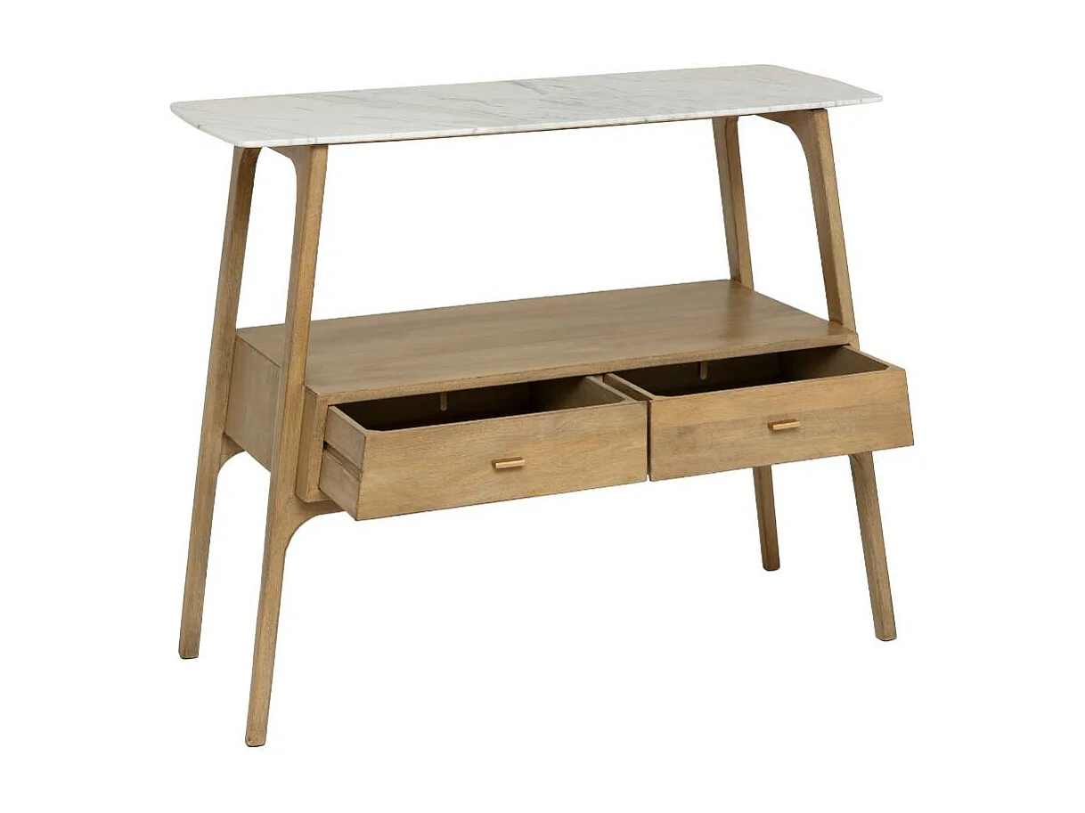 Console en bois de manguier et marbre Hari