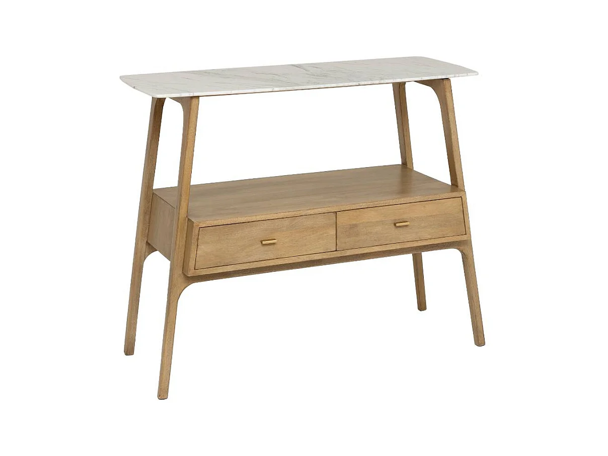 Console en bois de manguier et marbre Hari