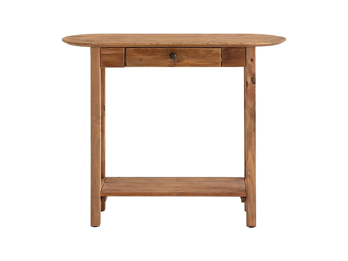Consola de madera de pino reciclado Blaise con cajón de almacenamiento