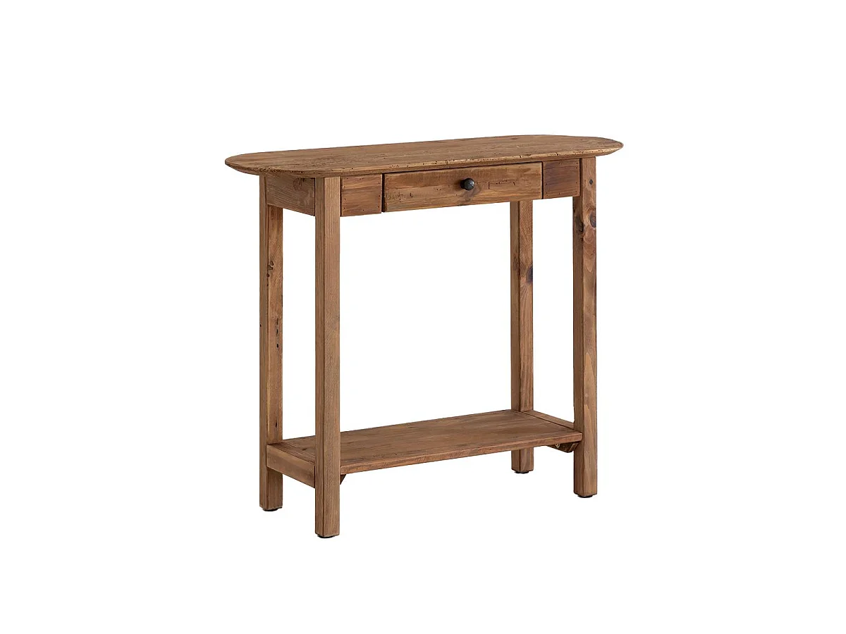 Consola de madera de pino reciclado Blaise con cajón de almacenamiento