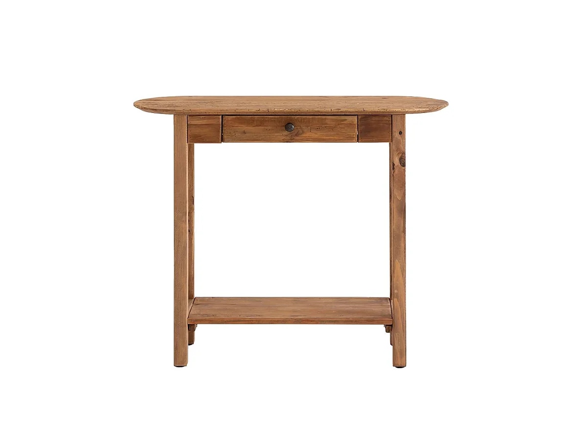 Consola de madera de pino reciclado Blaise con cajón de almacenamiento
