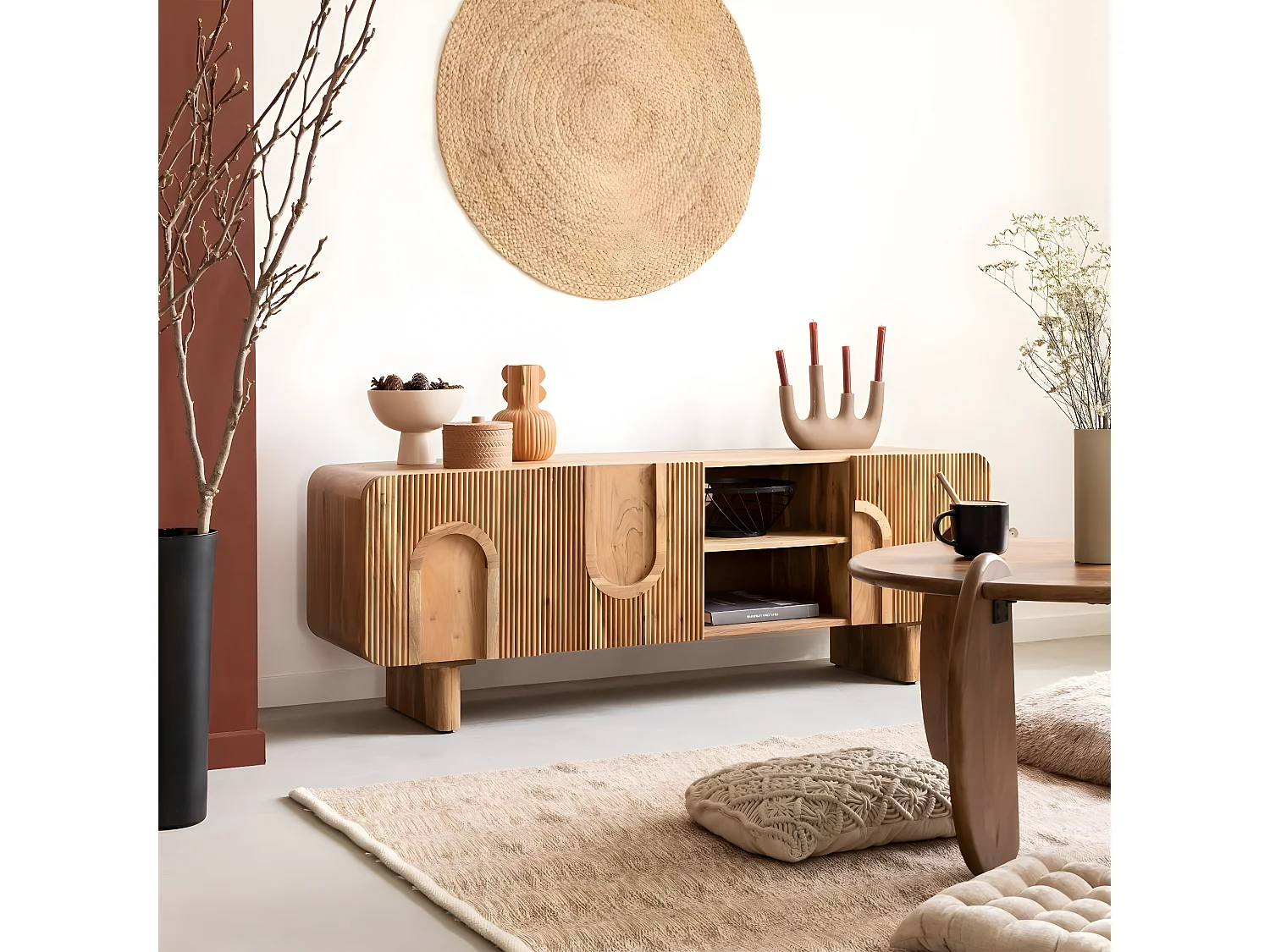 Meuble TV en bois d'acacia Tilio