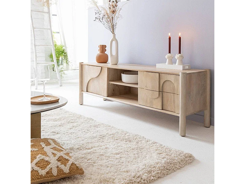 Meuble TV en bois de manguier Tysia