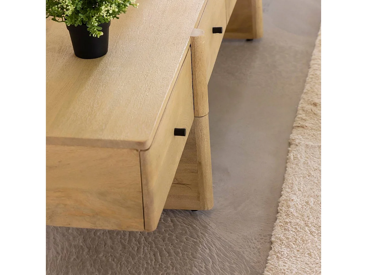 Meuble TV en bois de manguier 4 tiroirs Amara