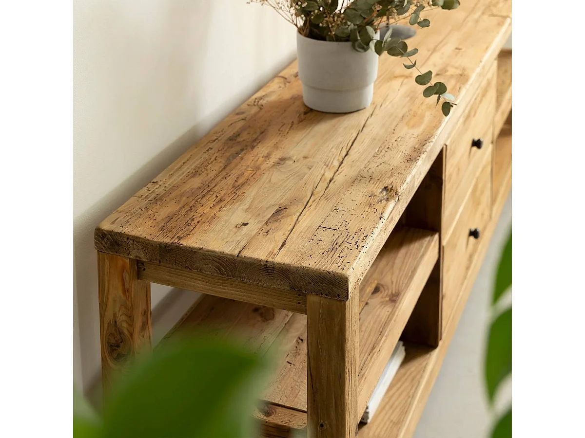 Meuble TV en bois de pin recyclé Blaise