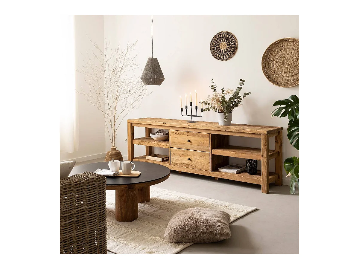 Meuble TV en bois de pin recyclé Blaise
