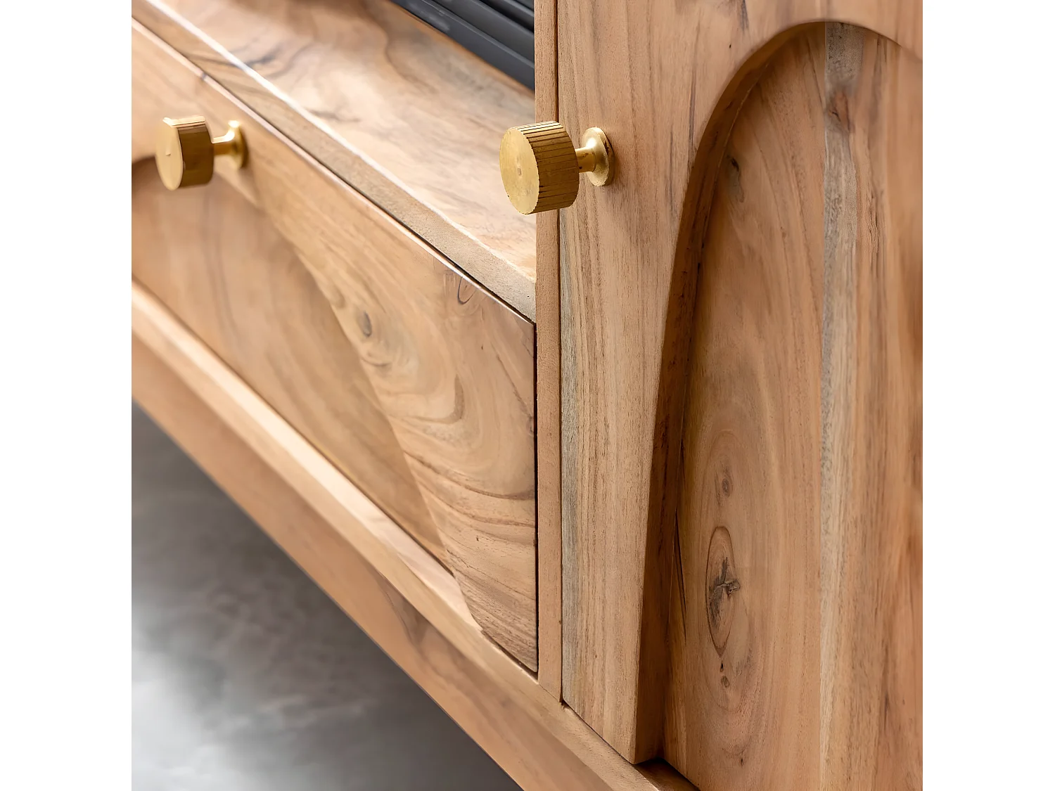 Meuble TV en marbre et bois d'acacia Calix