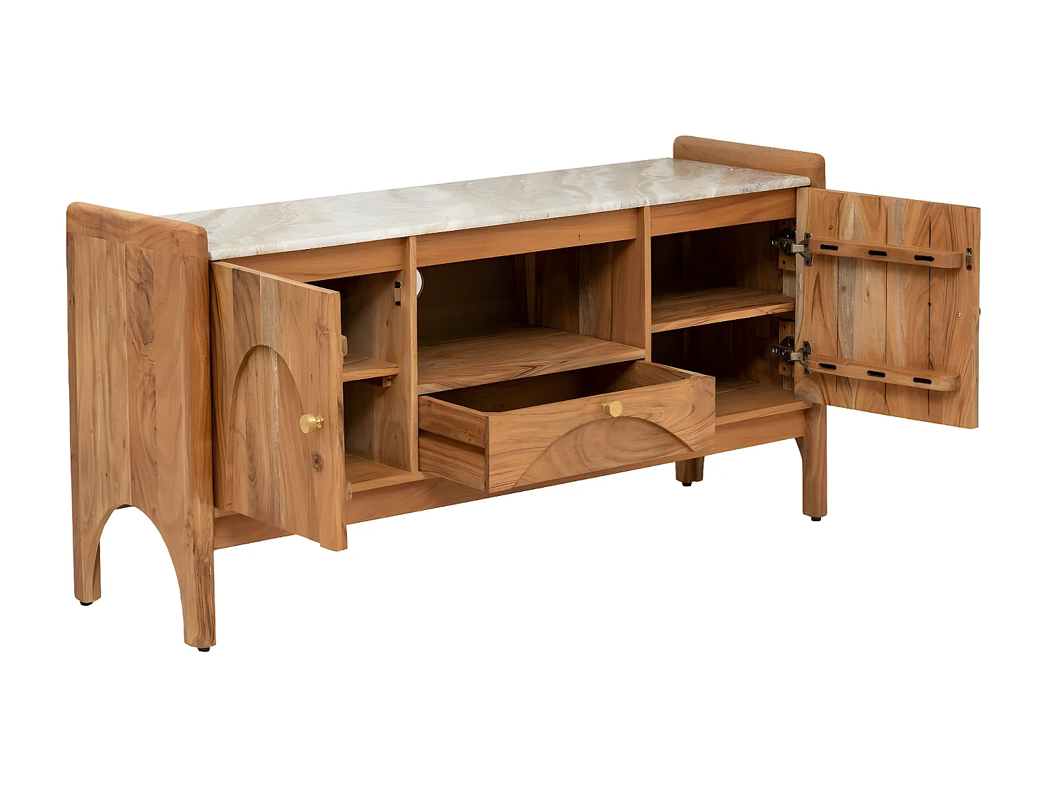 Meuble TV en marbre et bois d'acacia Calix