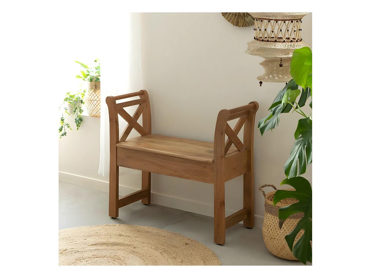 Petit banc en bois d'acacia Isolde