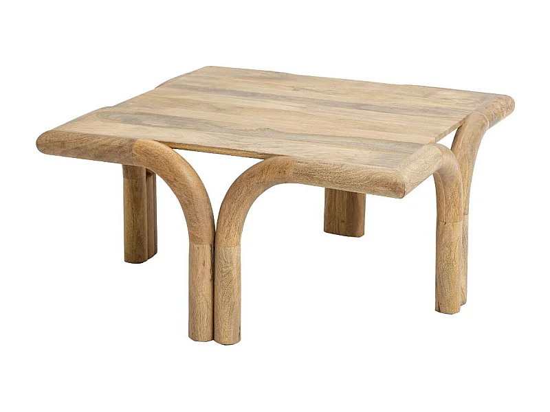Mesa de centro cuadrada de madera de mango con almacenamiento Zola