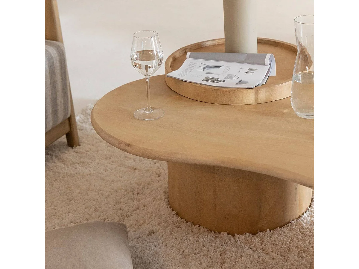 Table basse en vague en bois de manguier Silas