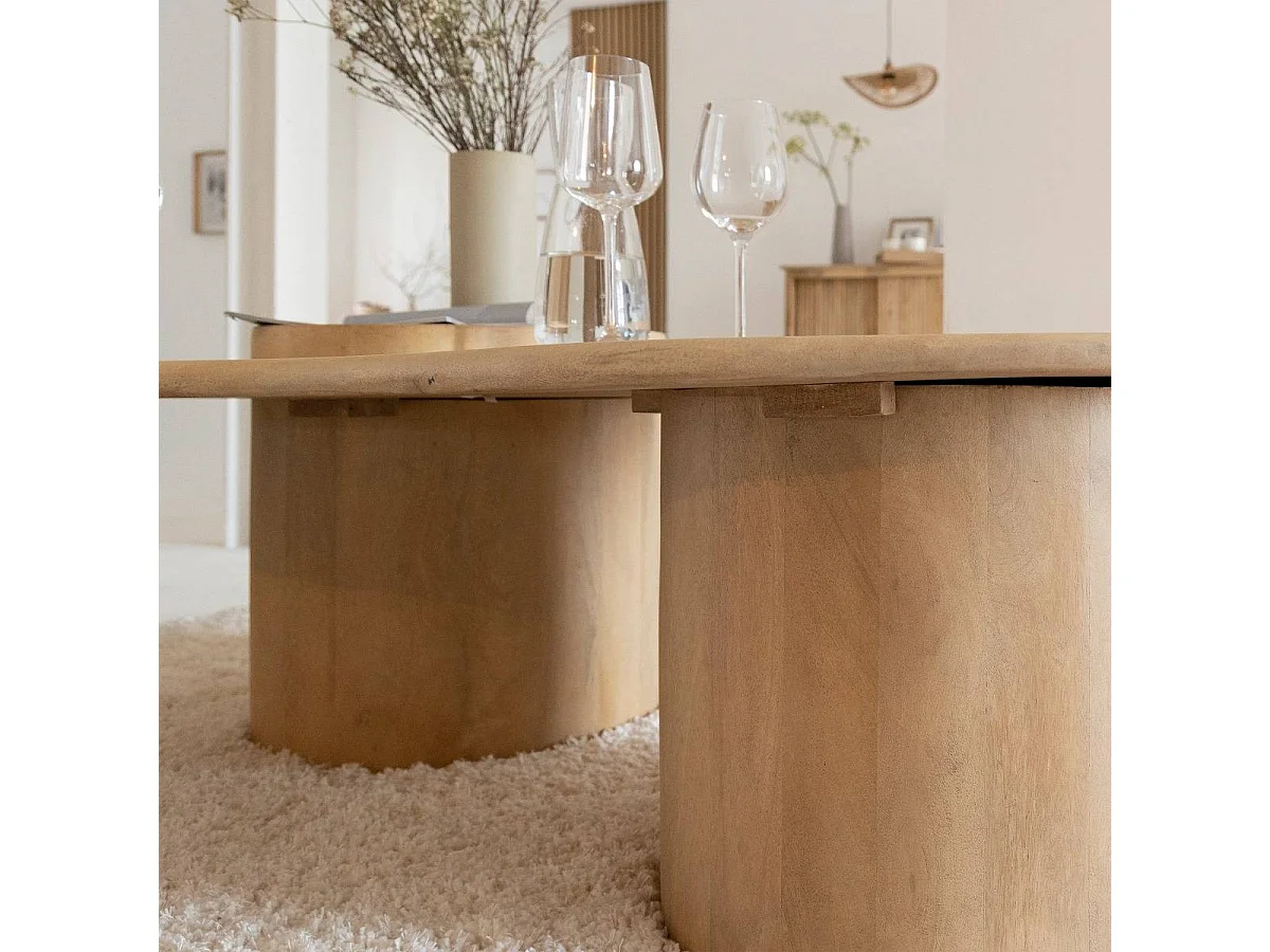 Table basse en vague en bois de manguier Silas