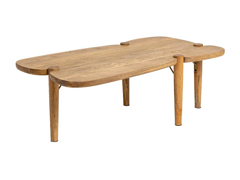 Mesa de centro ondulada de madera de mango Zola con espacio de almacenamiento