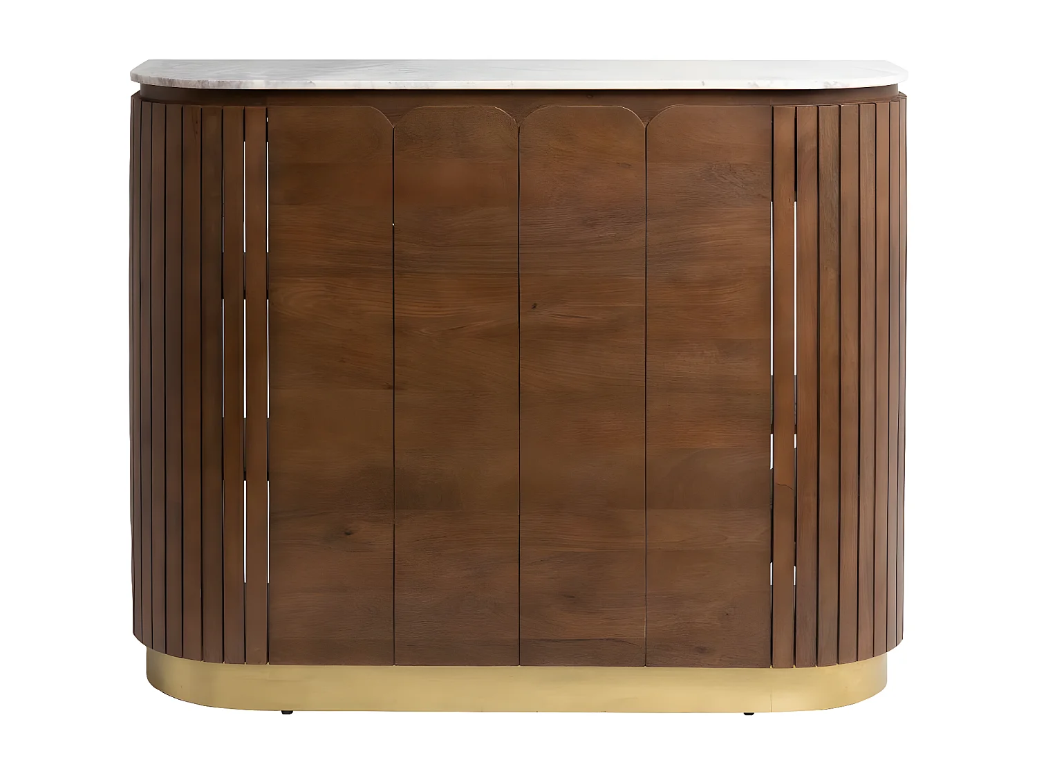 Barra de madera de mango y mármol blanco Siena con almacenamiento