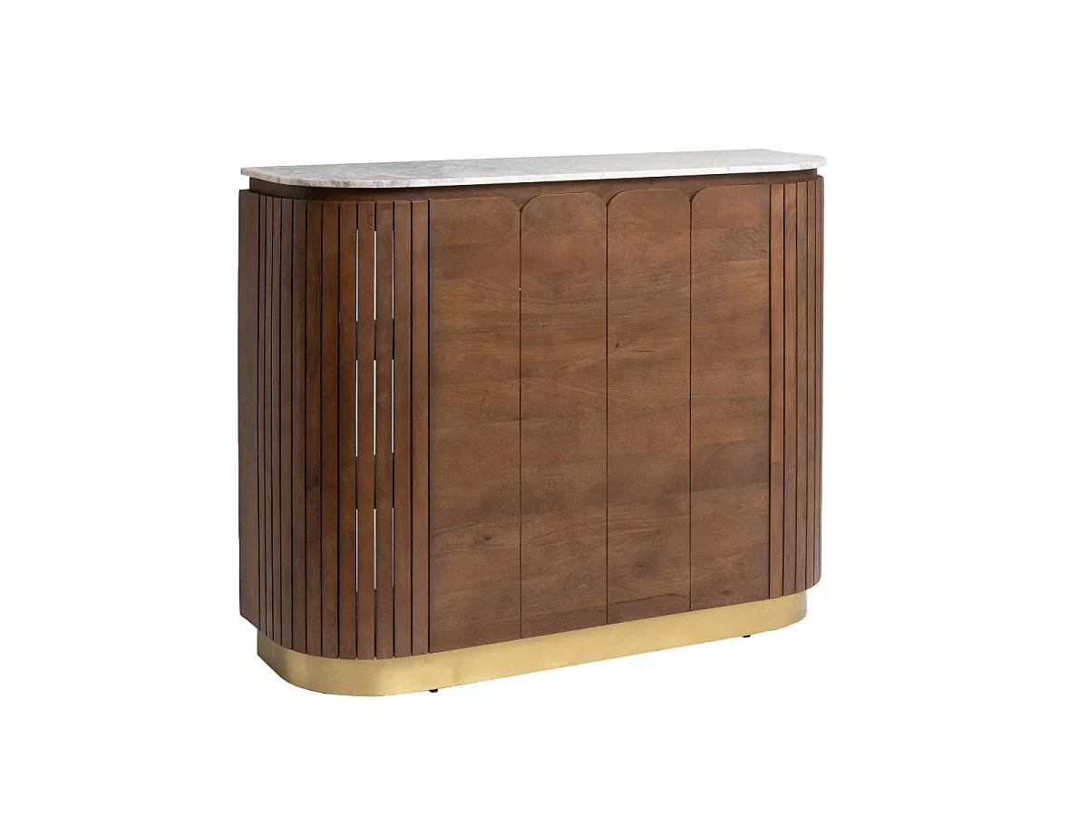 Bar en bois de manguier et marbre blanc Sienne