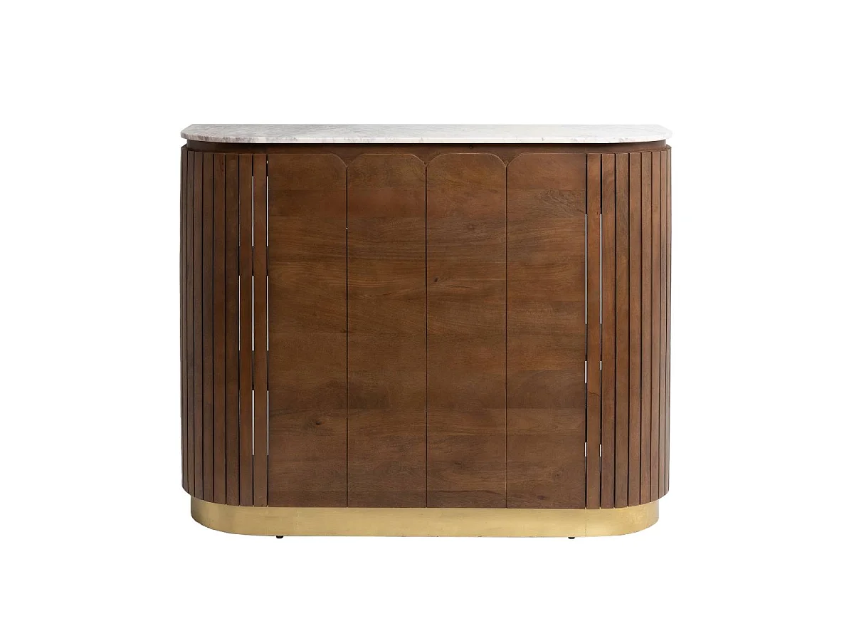 Bar en bois de manguier et marbre blanc Sienne