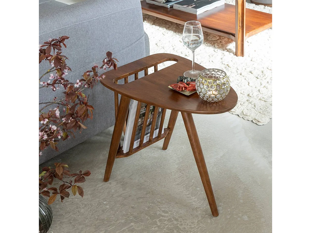 Mesa auxiliar vintage de madera de mango Lino