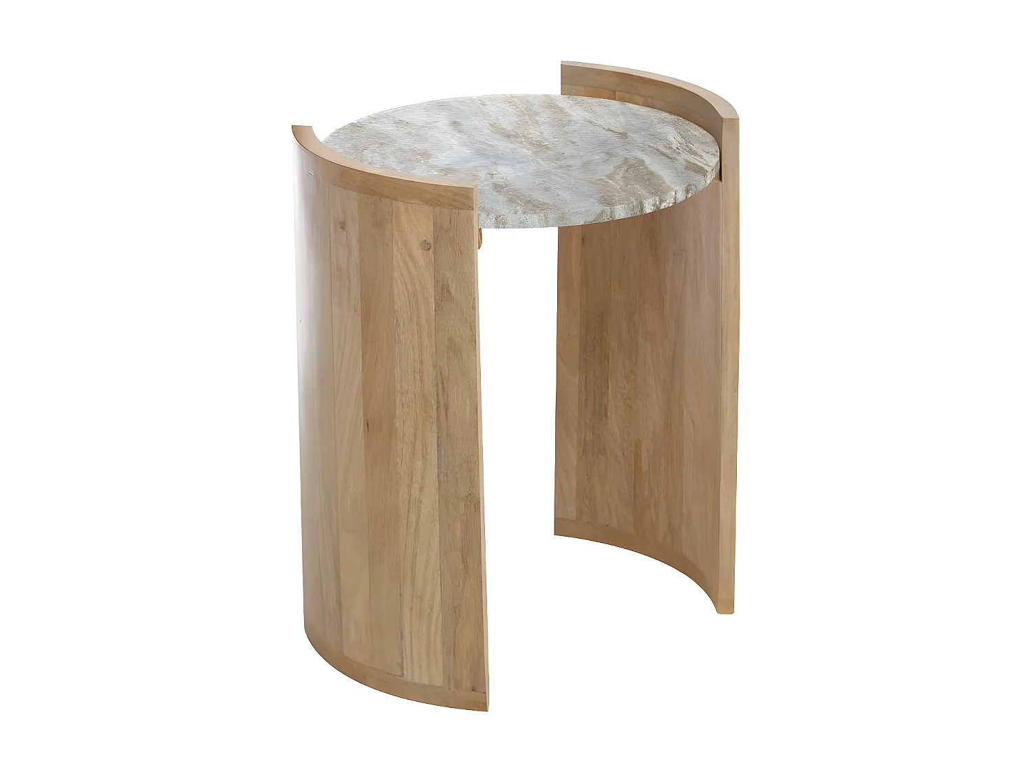 Mesa auxiliaren madera de mango y mármol Isabella