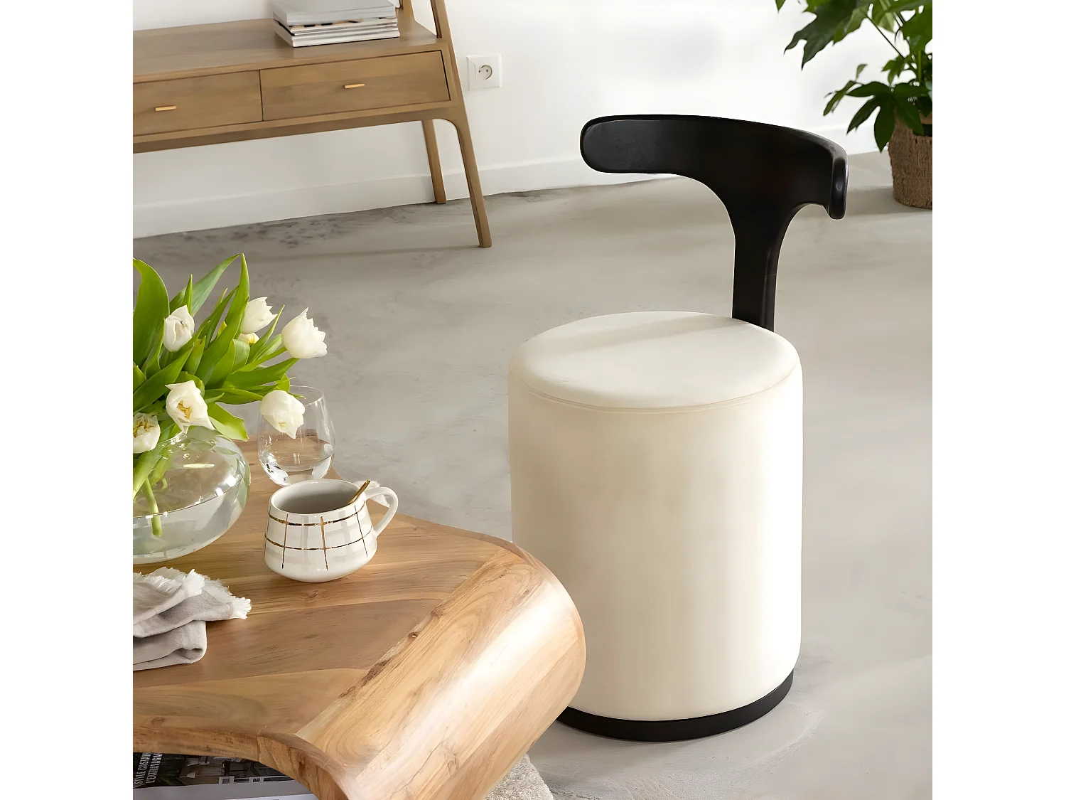 Petit Fauteuil blanc en manguier Adonis