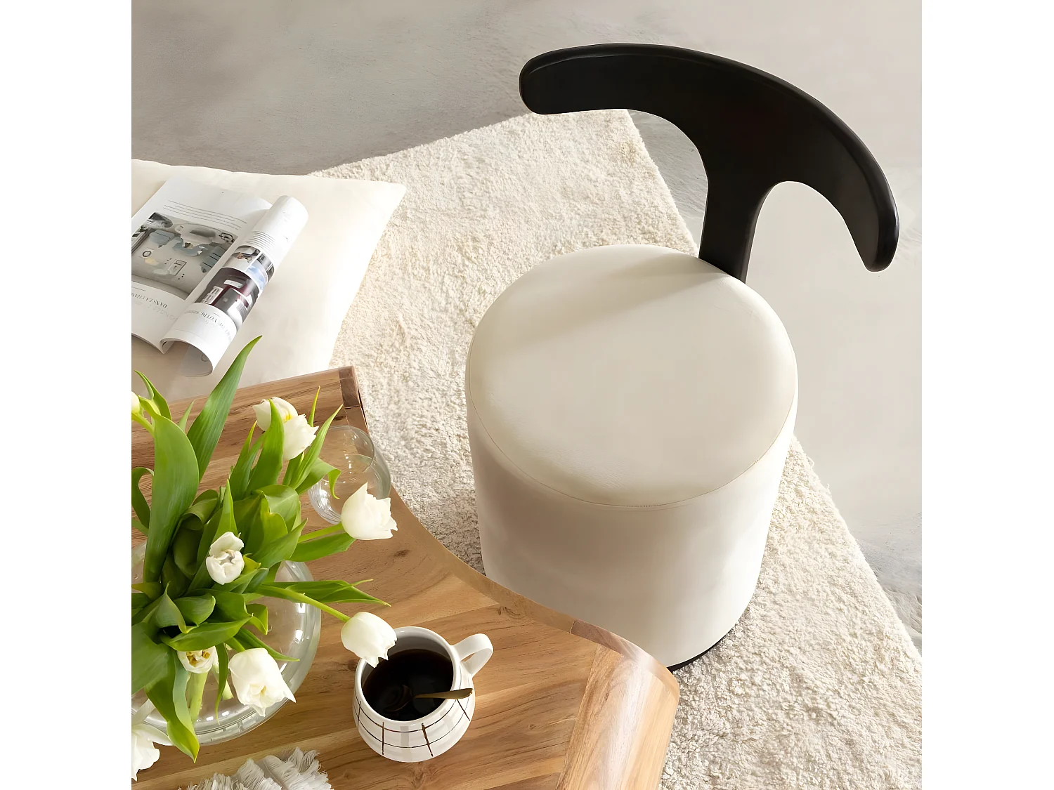 Petit Fauteuil blanc en manguier Adonis