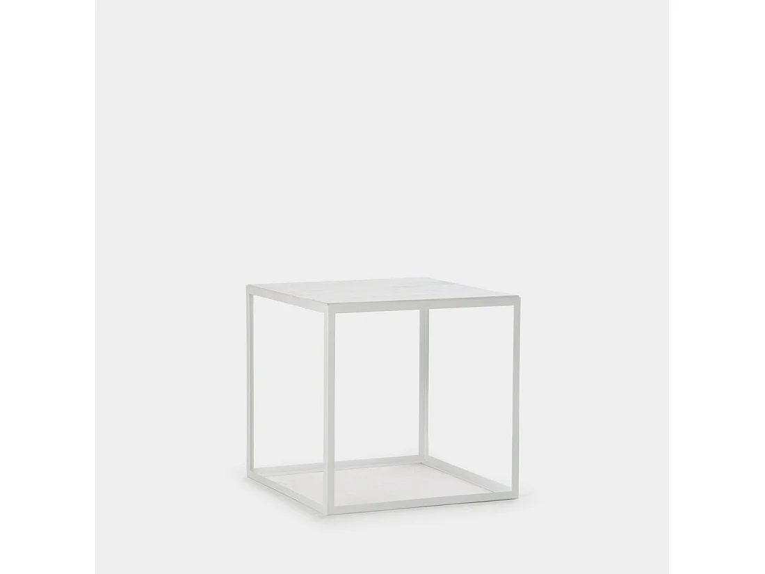 Table d'appoint en métal blanc 52x50 cm-Brena