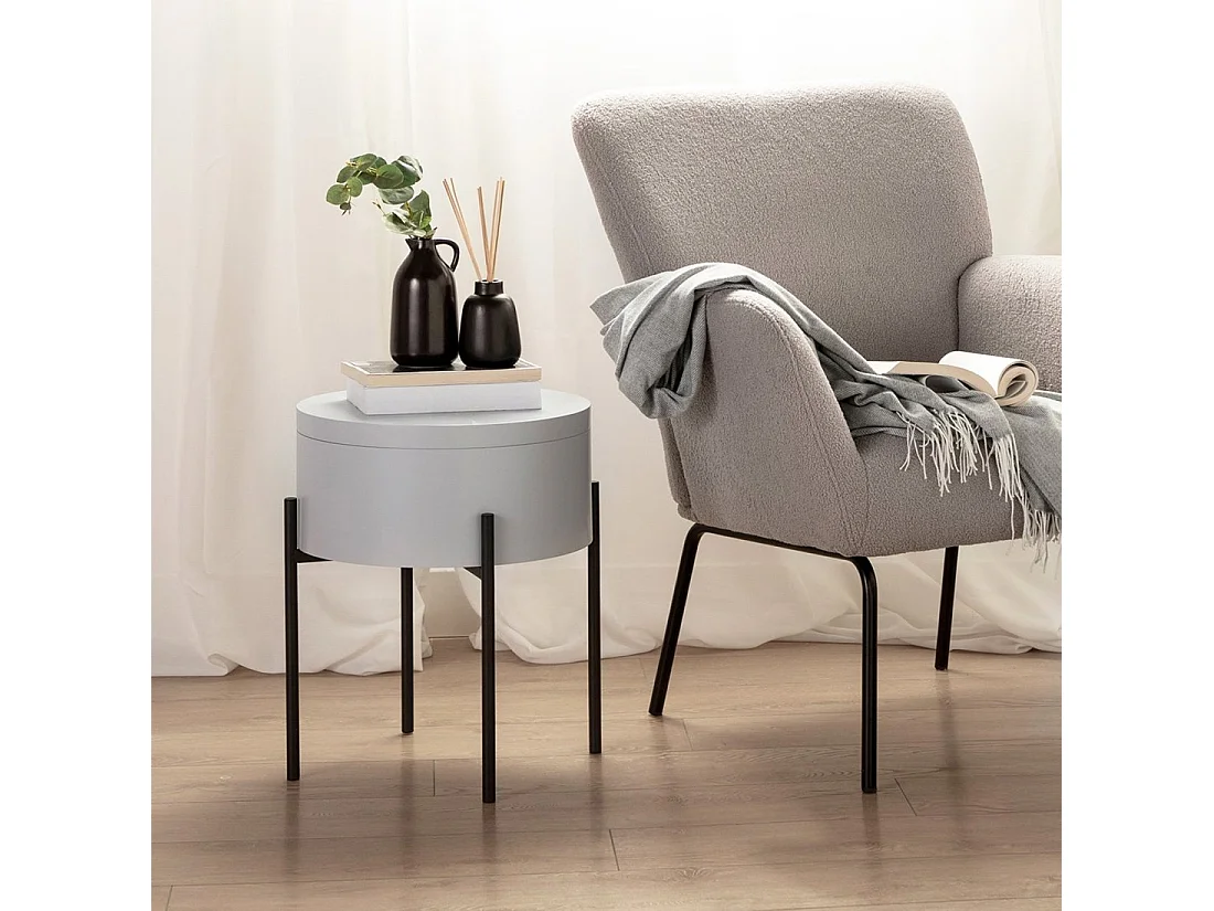 Table d'appoint en bois gris 44x46 cm-Tampa