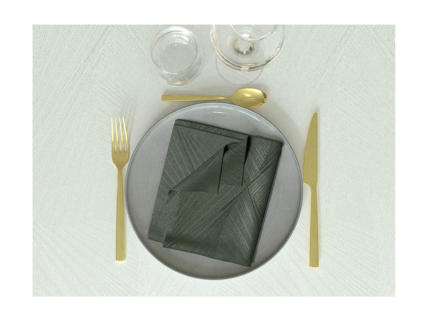 Juego de 3 servilletas 45x45 cm LUXURY verde, por Soleil d'Ocre