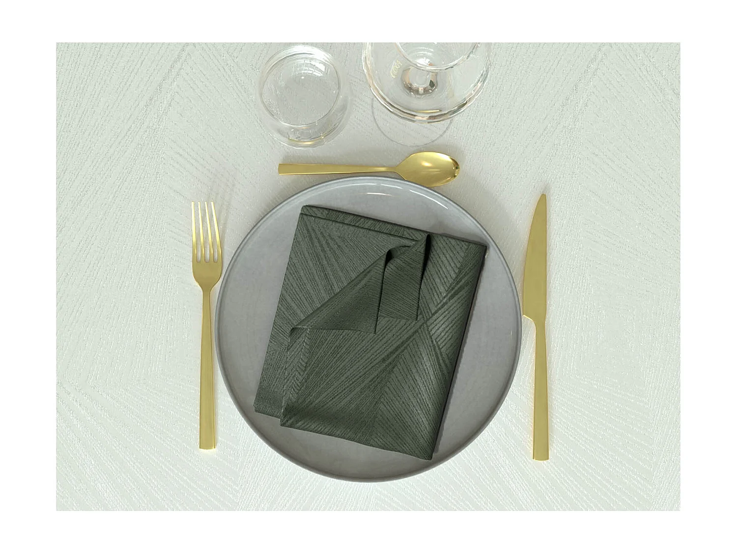 Juego de 3 servilletas 45x45 cm LUXURY verde, por Soleil d'Ocre