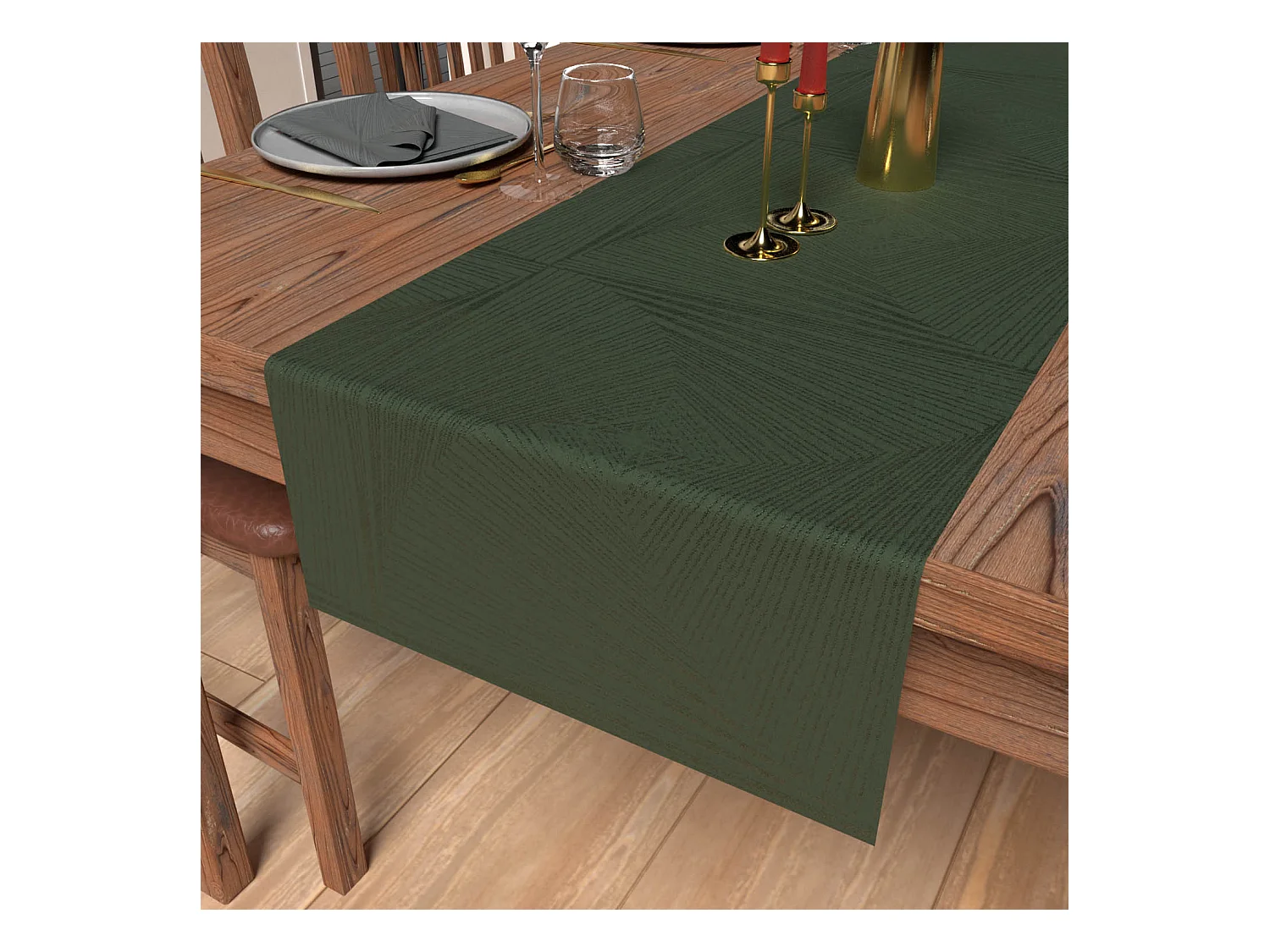 Chemin de table 40x180 cm LUXURY vert, par Soleil d'Ocre