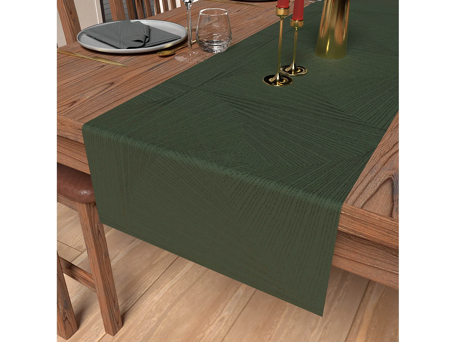 Chemin de table 40x180 cm LUXURY vert, par Soleil d'Ocre